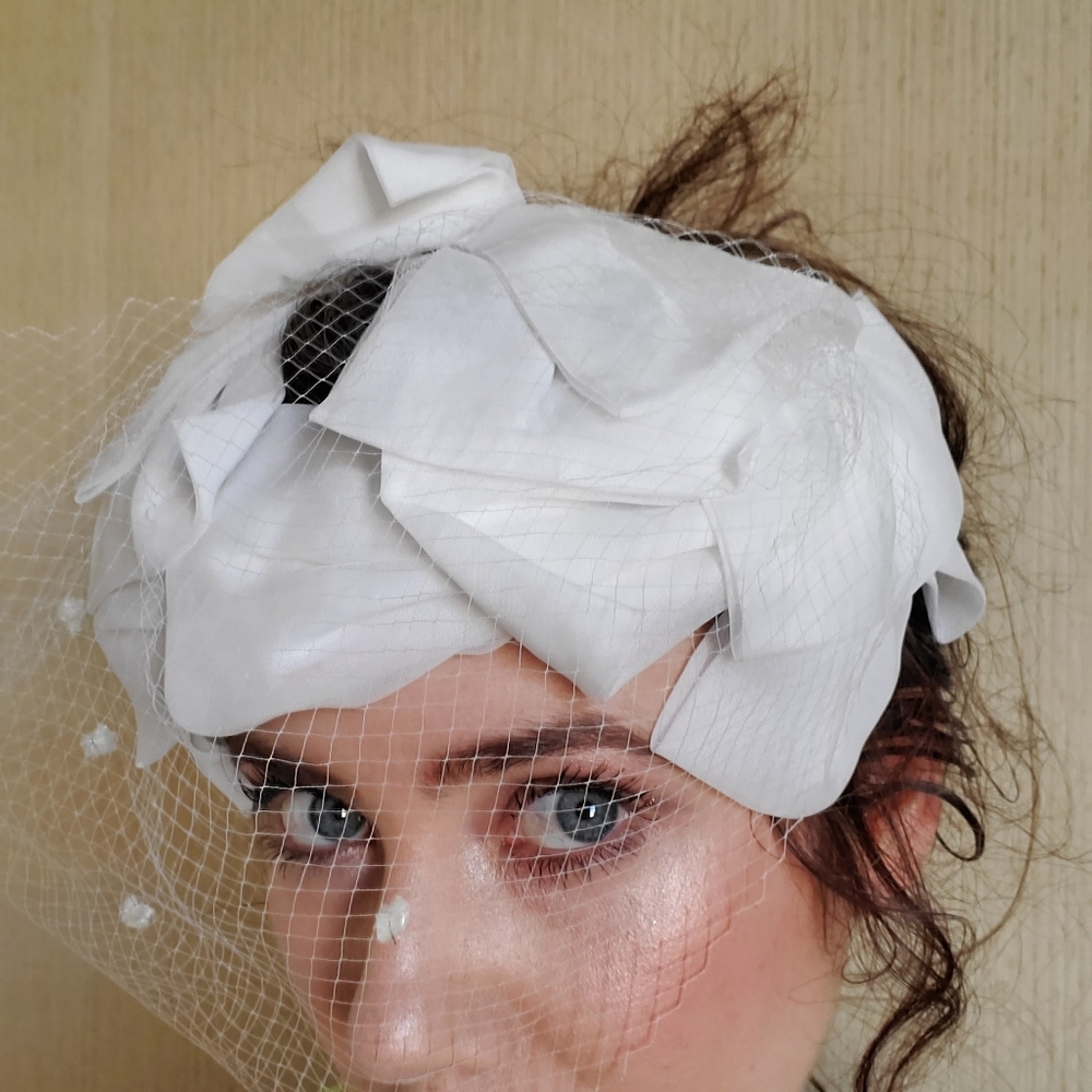 White Bow and Fishnet Cap